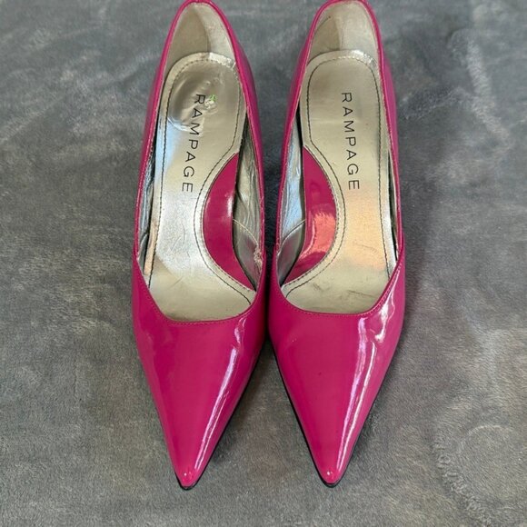 Rampage Shoes - Rampage Maria Hot Pink Patent Pointed Toe Kitten Heel Pumps